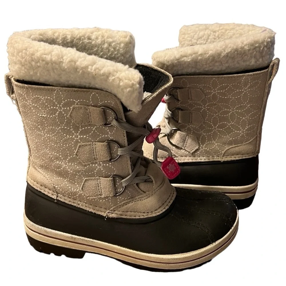 Magellan Girls Boots Size 3 Black Gray Outdoors 3M Thinsulate 157425 Suede